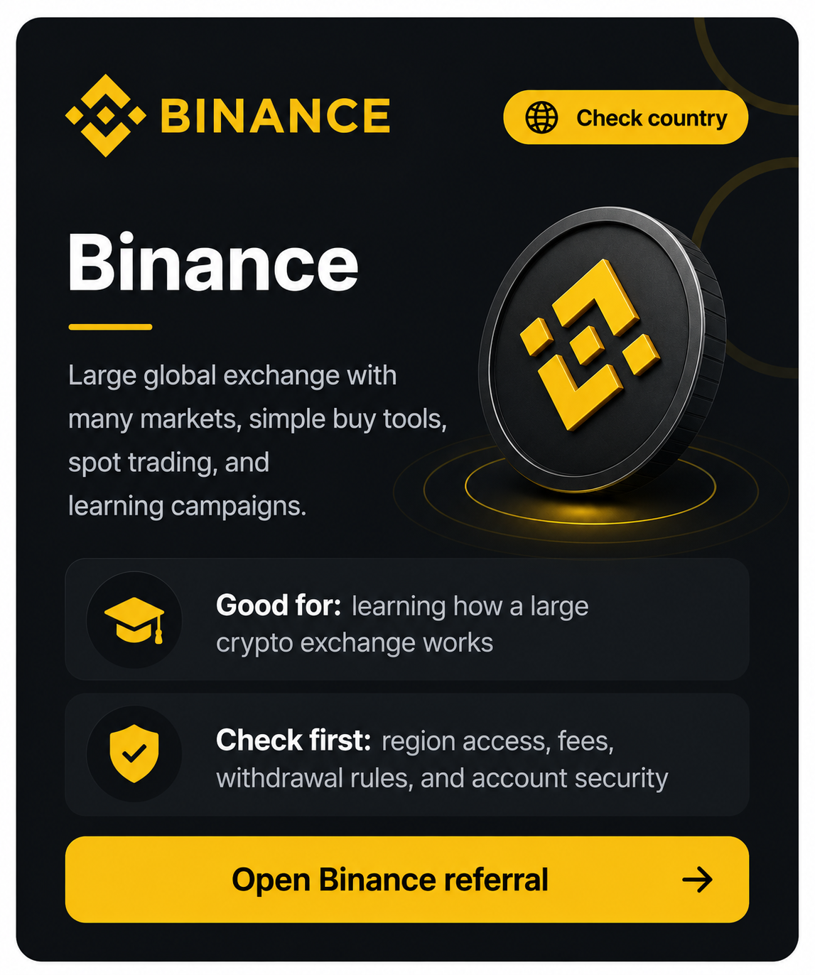 Binance referral research card