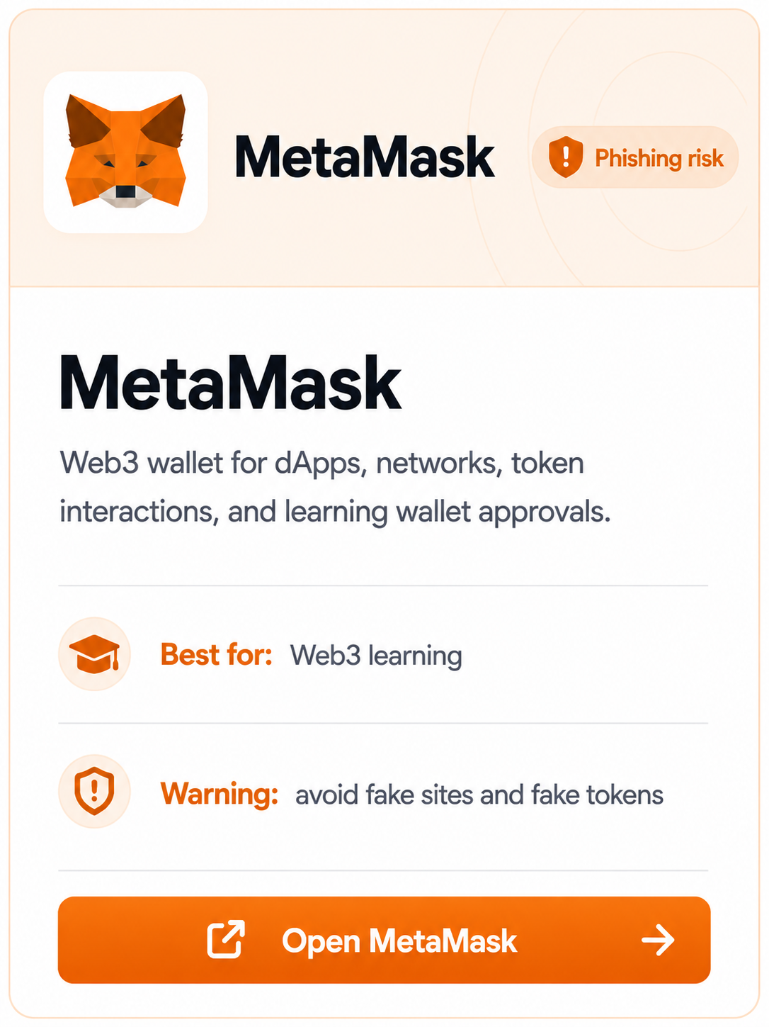 MetaMask beginner learning card