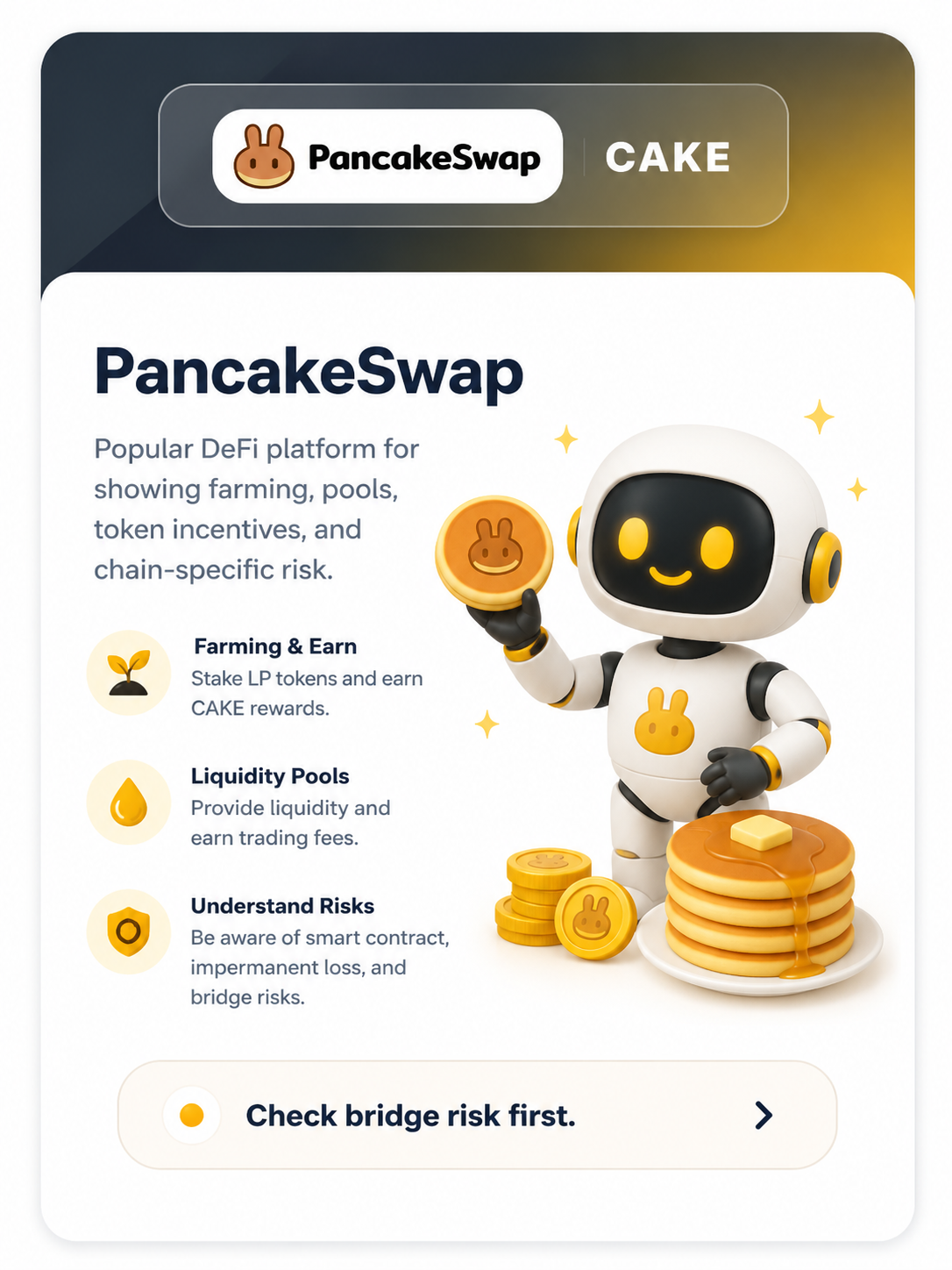 PancakeSwap farming and liquidity pool research card