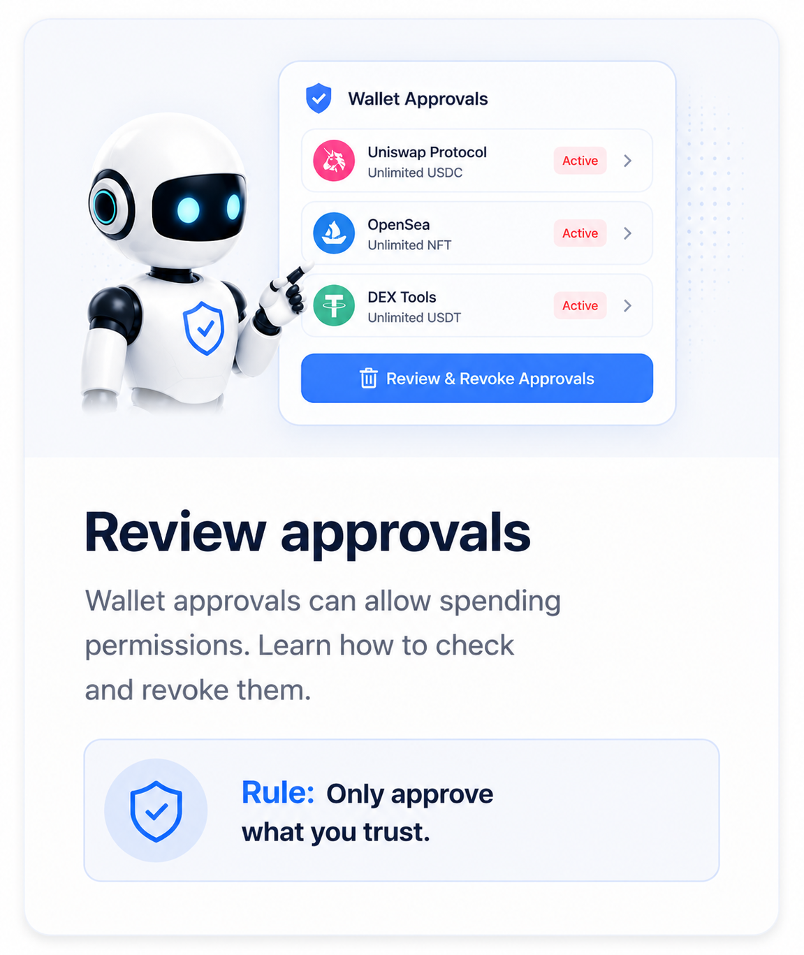 Review wallet approvals and spending permissions