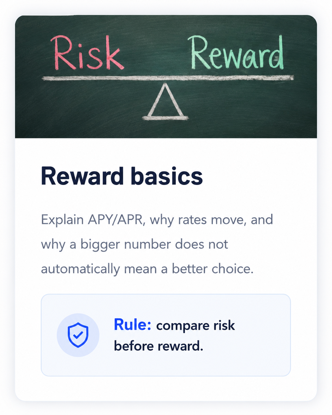 Reward basics: compare risk before reward