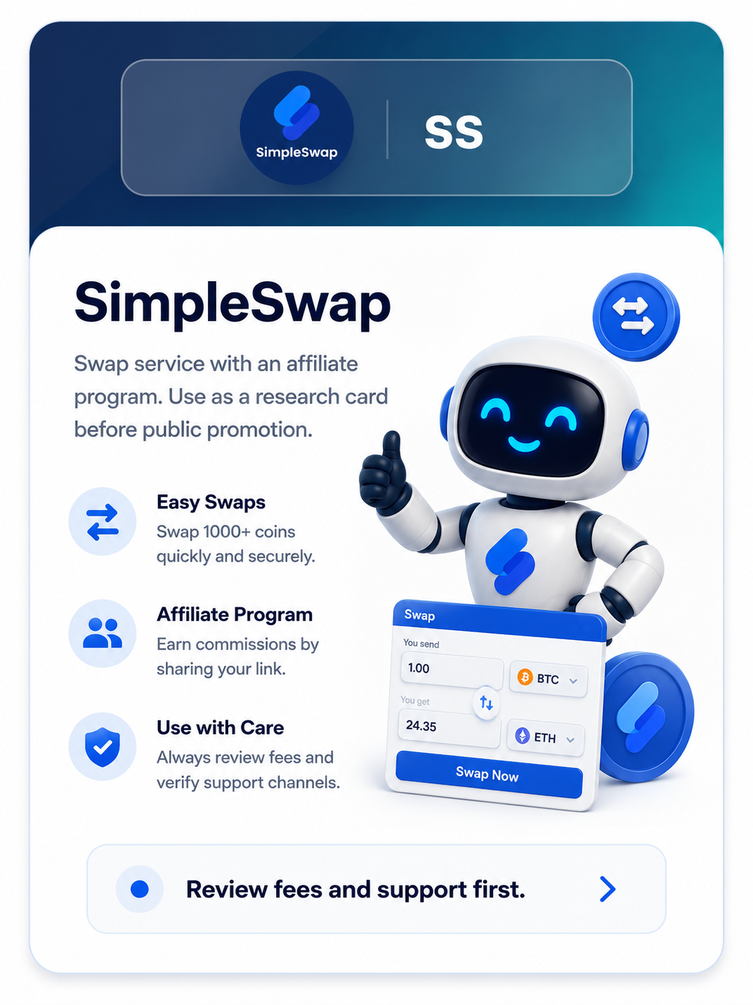 SimpleSwap service research card
