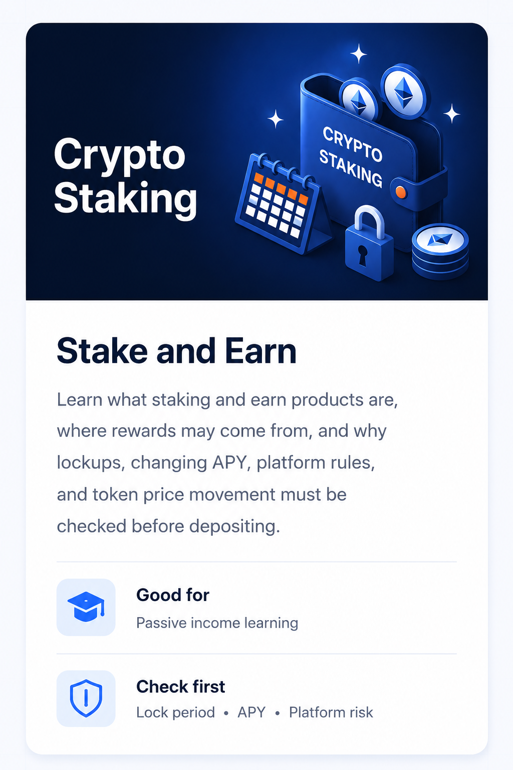 Stake and Earn advanced learning card
