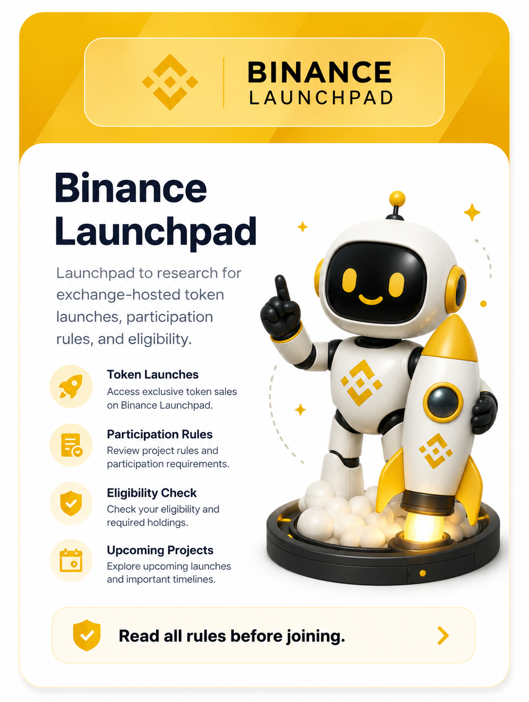 Binance Launchpad token launch research card