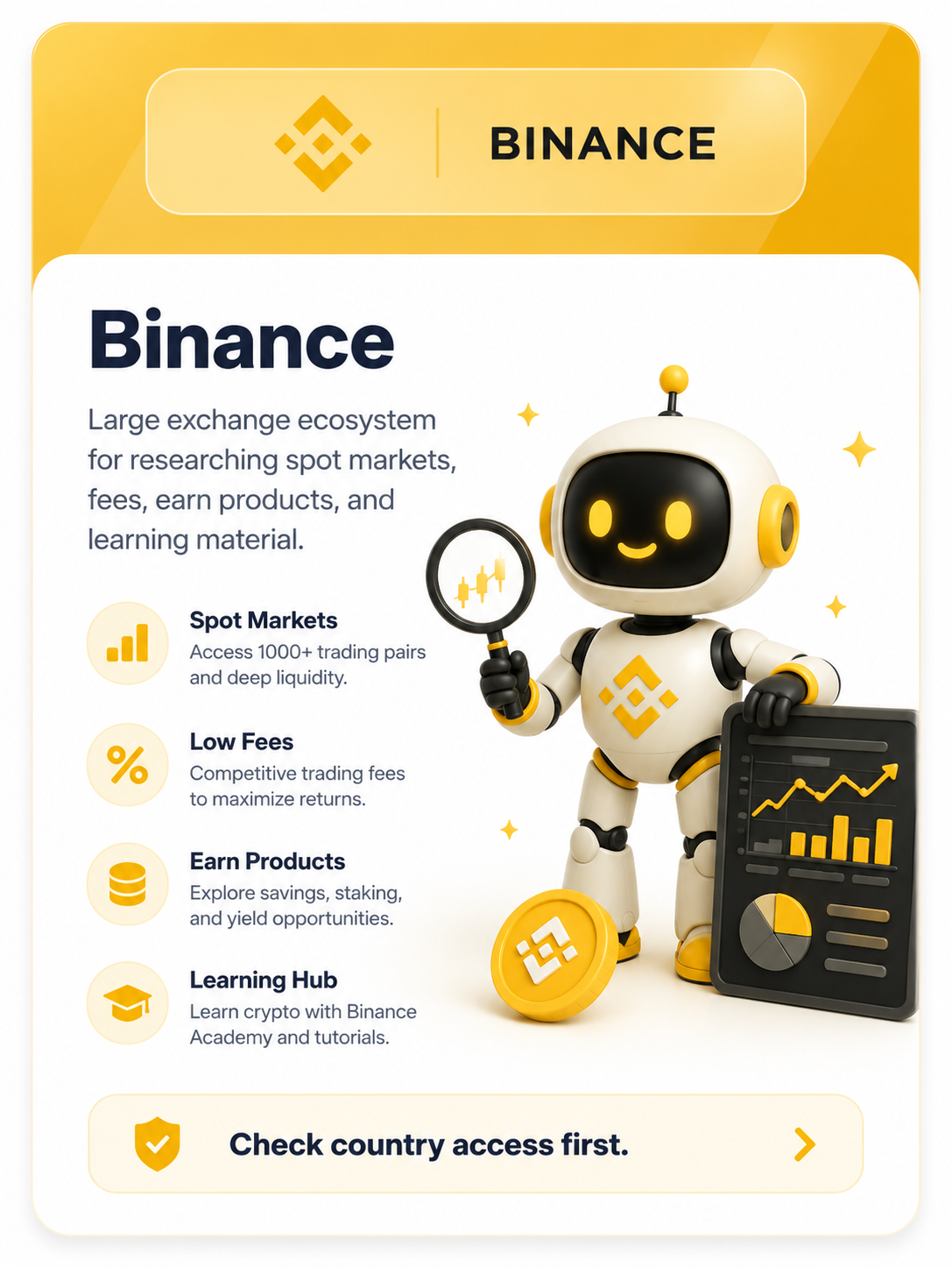 Binance trading platform research card